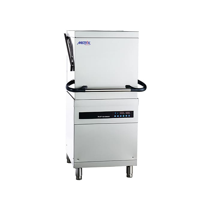 Stainless steel professional hood-type dishwasher with 360° spray rotary washing